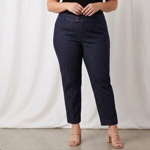 New Anthropologie The Essential Slim Denim Trousers Dark Navy Plus Size 22 W NWT